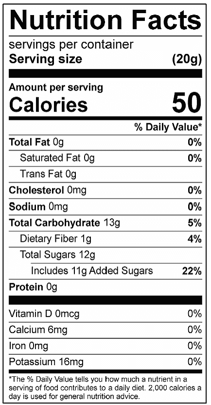 Cranberry Wojapi – missing cedar Calories 50 Total Fat 0g Saturated Fat 0g Sodium 0mg Carbohydrates 13g Dietary Fiber 1g Added Sugar 11g Protein 0g