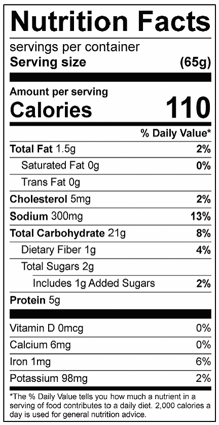 Lemon Dill Tuna Pasta Salad Calories 110 Total Fat 1.5g Saturated Fat 0g Sodium 300mg Carbohydrates 21g Dietary Fiber 1g Added Sugar 1g Protein 5g